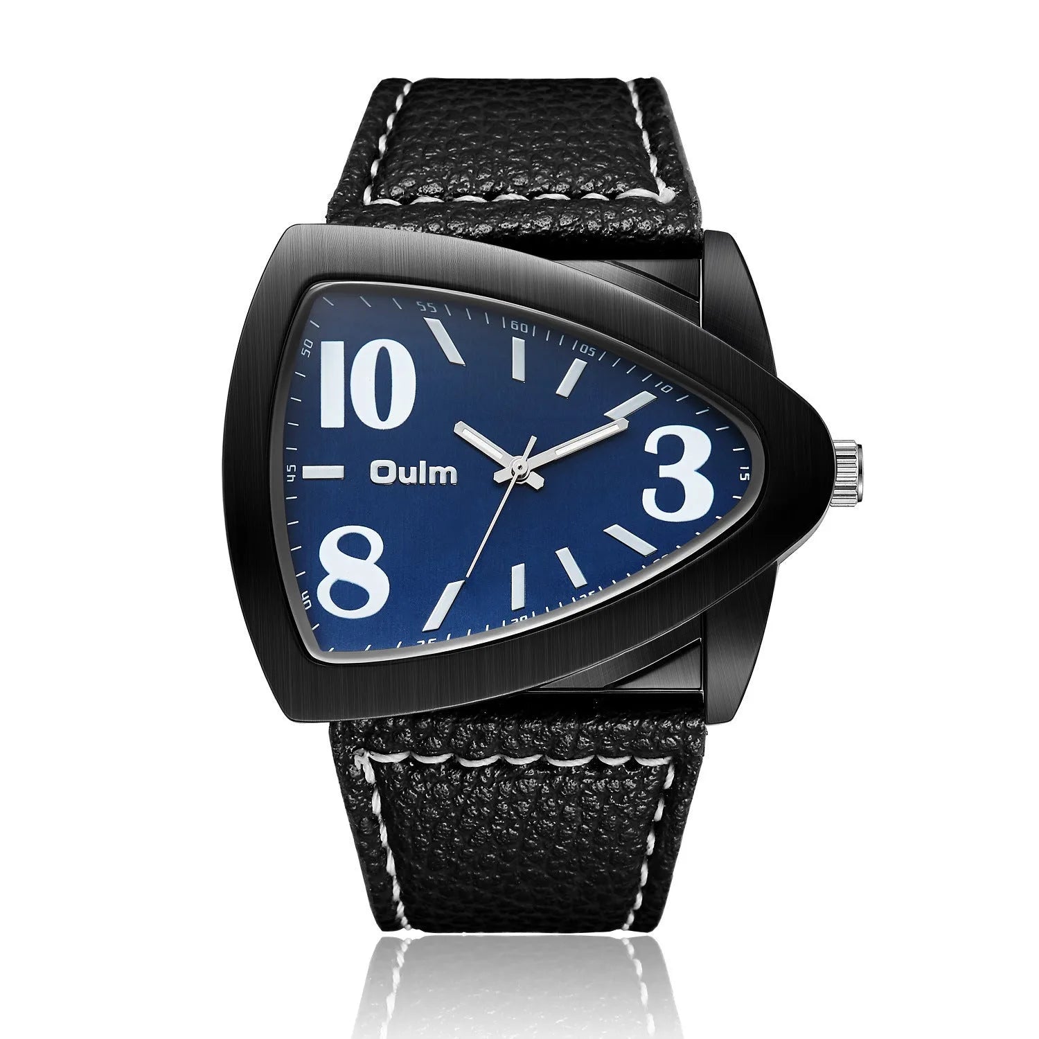 Men's casual watch with a distinctive triangular belt strap and a slim 9mm case, shown in brown colour.