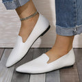 Women's leather flat bottom pumps low-cut low heel pointed toe solid colour black white sizes 36-45
