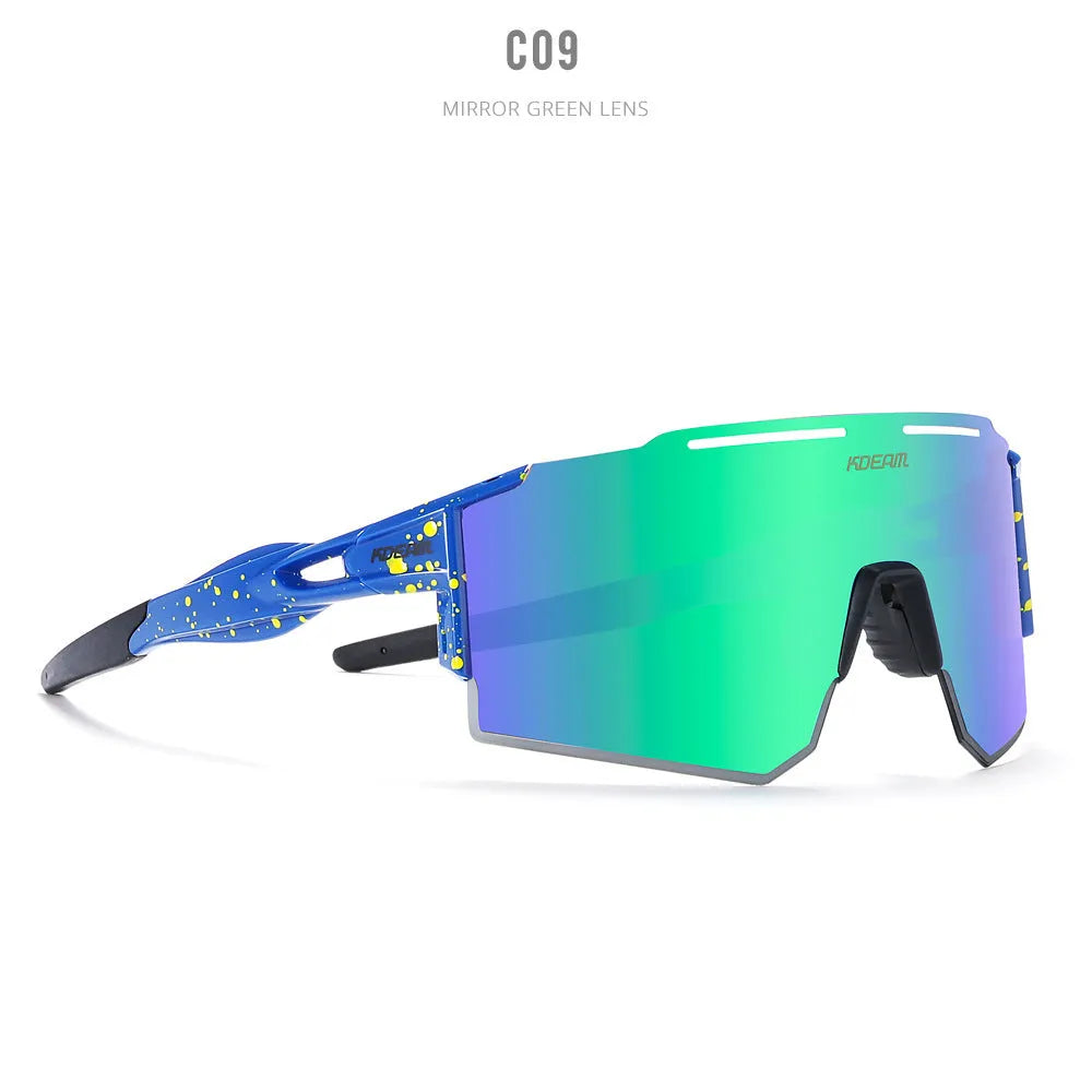 Ultralight polarised cycling sunglasses with frameless TR90 frame in a selected colour.