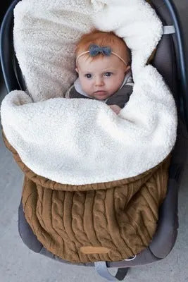 Envelope-style baby stroller sleeping bag with thick filling for winter, shown in a choice of colours.