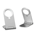 Silver vertical adjustable magnetic phone bracket for iPhone 12 measuring 105x110mm