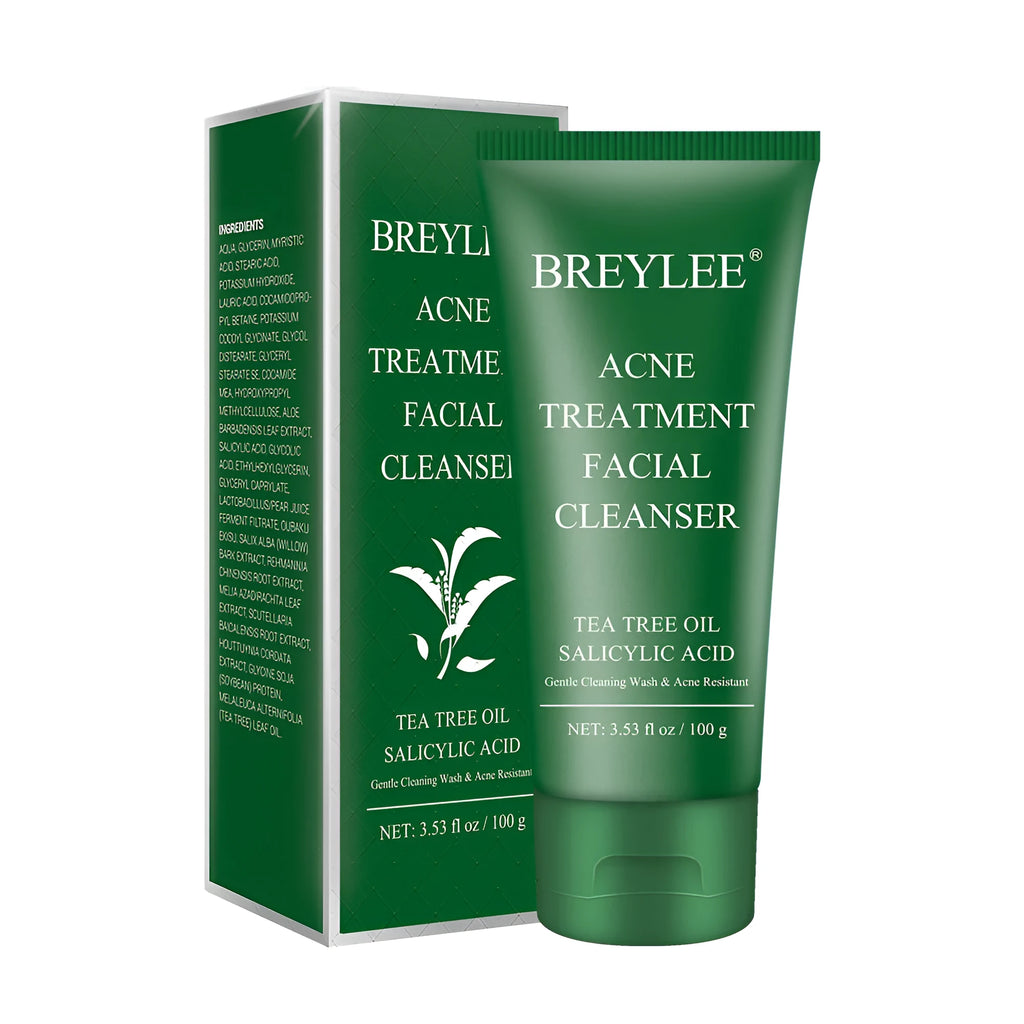 Breylee tea tree cleanser 100ml with salicylic acid in white tube