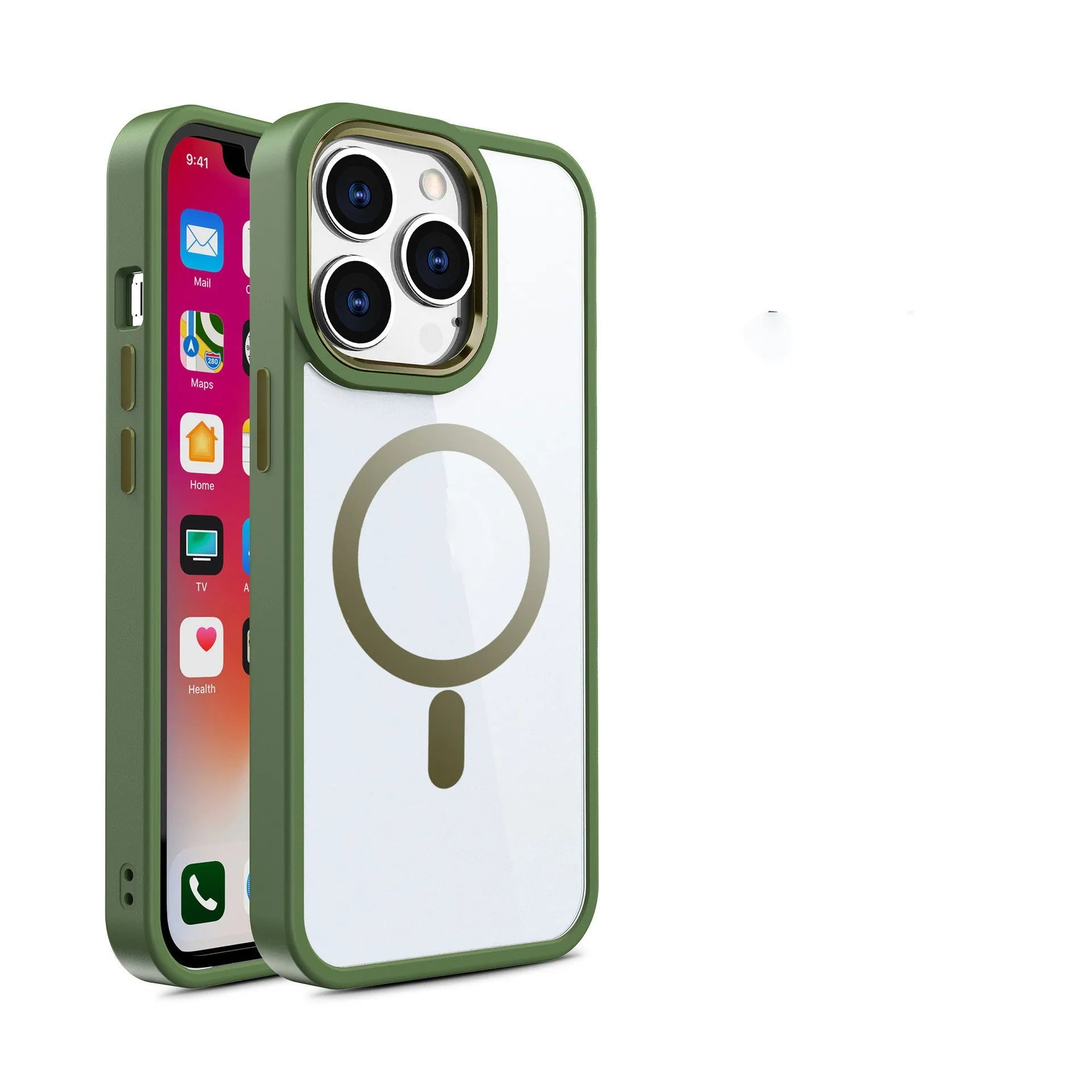 Transparent magnetic silicone phone case for iPhone models showing colour options