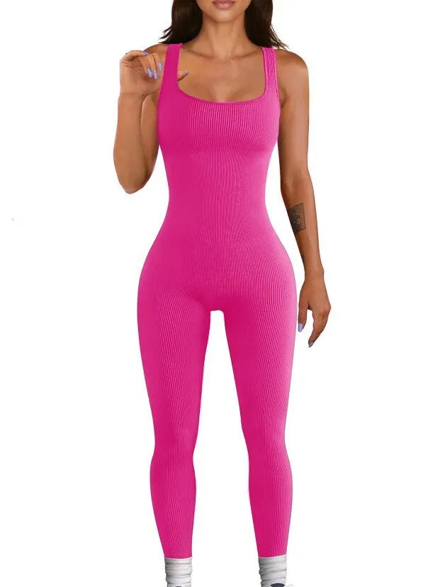 Women's spandex suspender tank top tights with waist design and long sleeves in multiple colour options