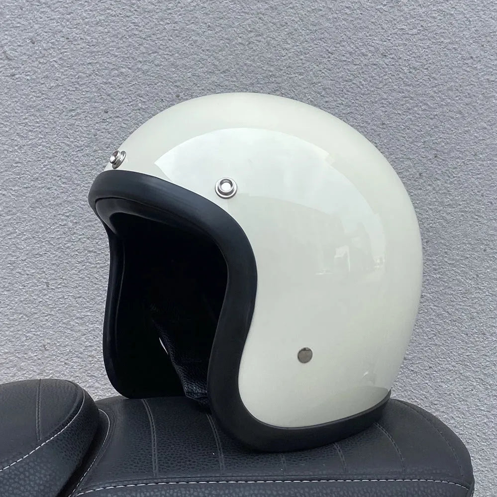 FRP retro half helmet for electric motorcycle commuting available in multiple colours and sizes