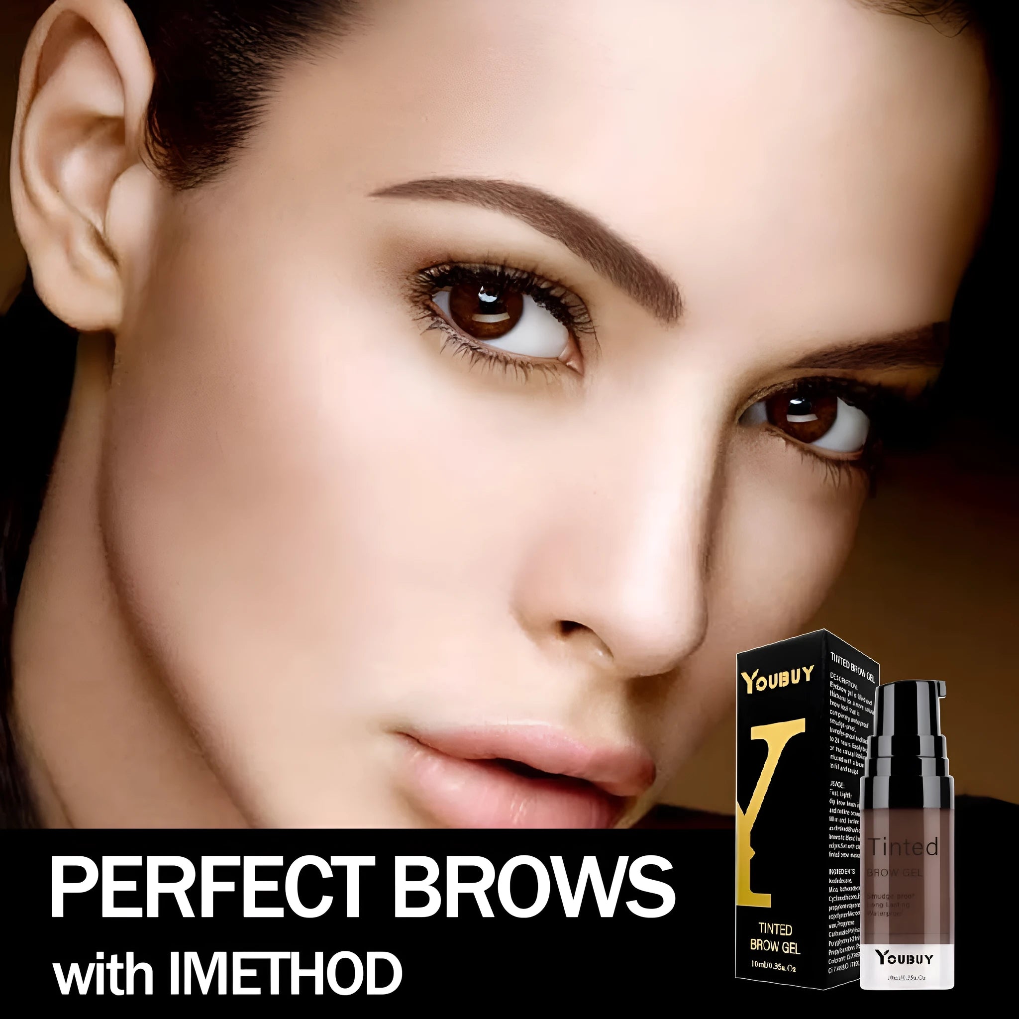 Brow cream eyebrow kit with waterproof quick-drying formula in dark grey and golden yellow shades