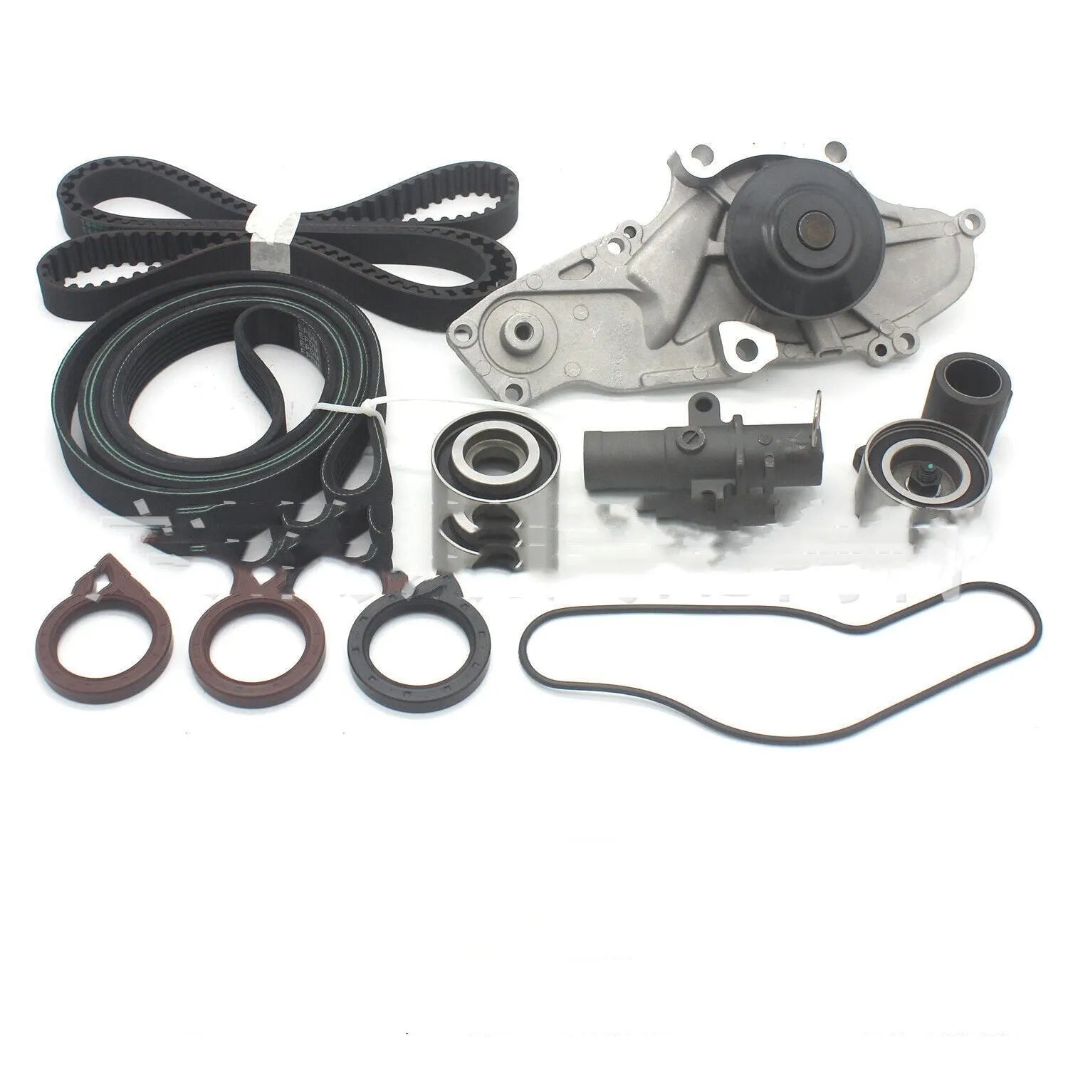 Metal belt and water pump automotive assembly component for engine repair