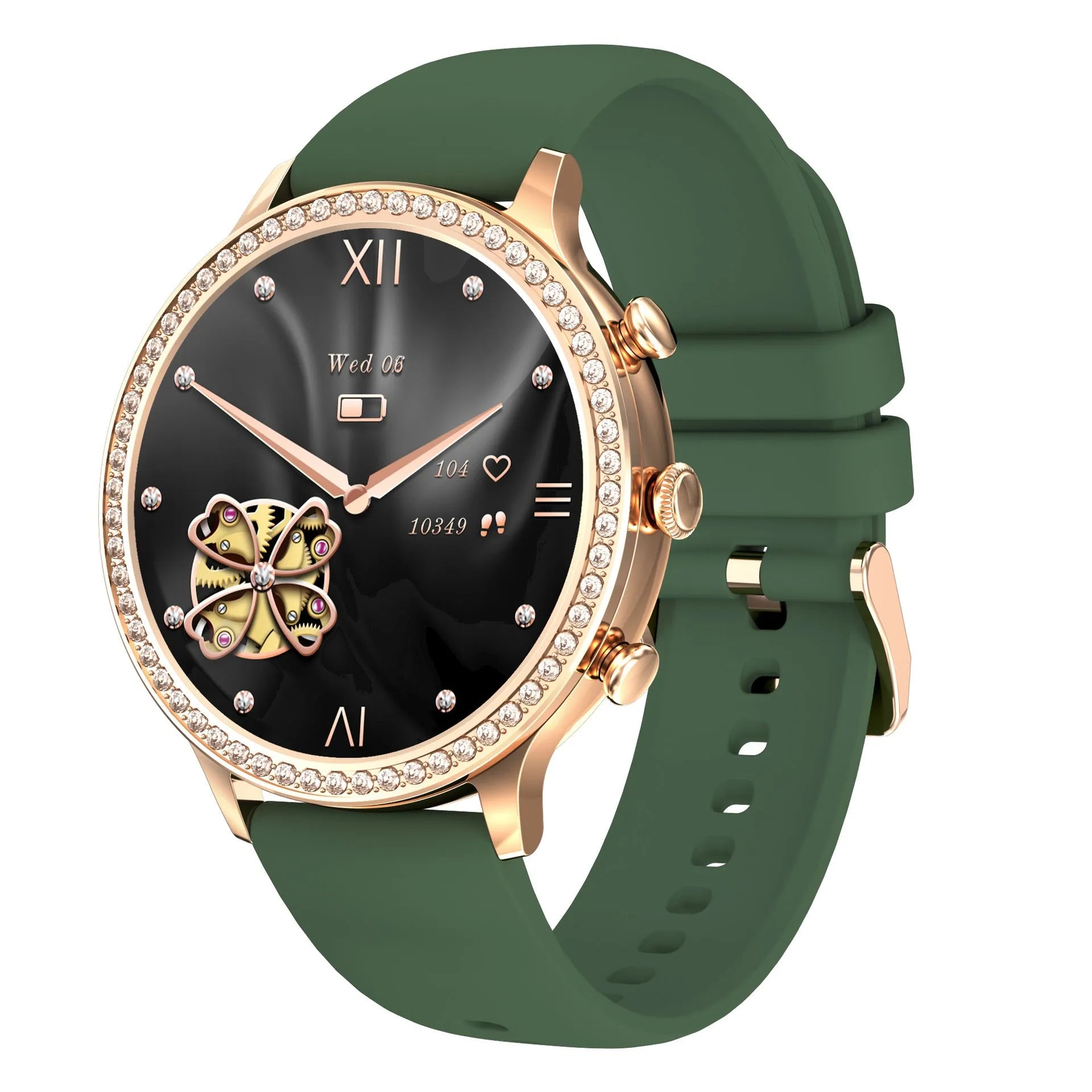 Women's bluetooth smart silicone watch with aluminium alloy case and gold shell powder colour
