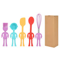 Children's baking silicone tools five-piece set with rolling pin, cutters and spatula in random colour box packaging