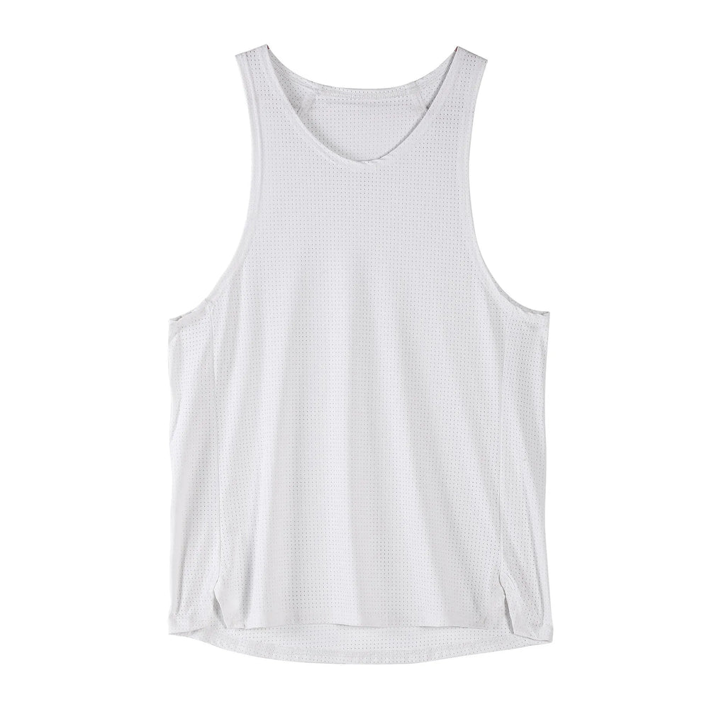 Men's black sleeveless nylon vest with stretch fabric on size chart