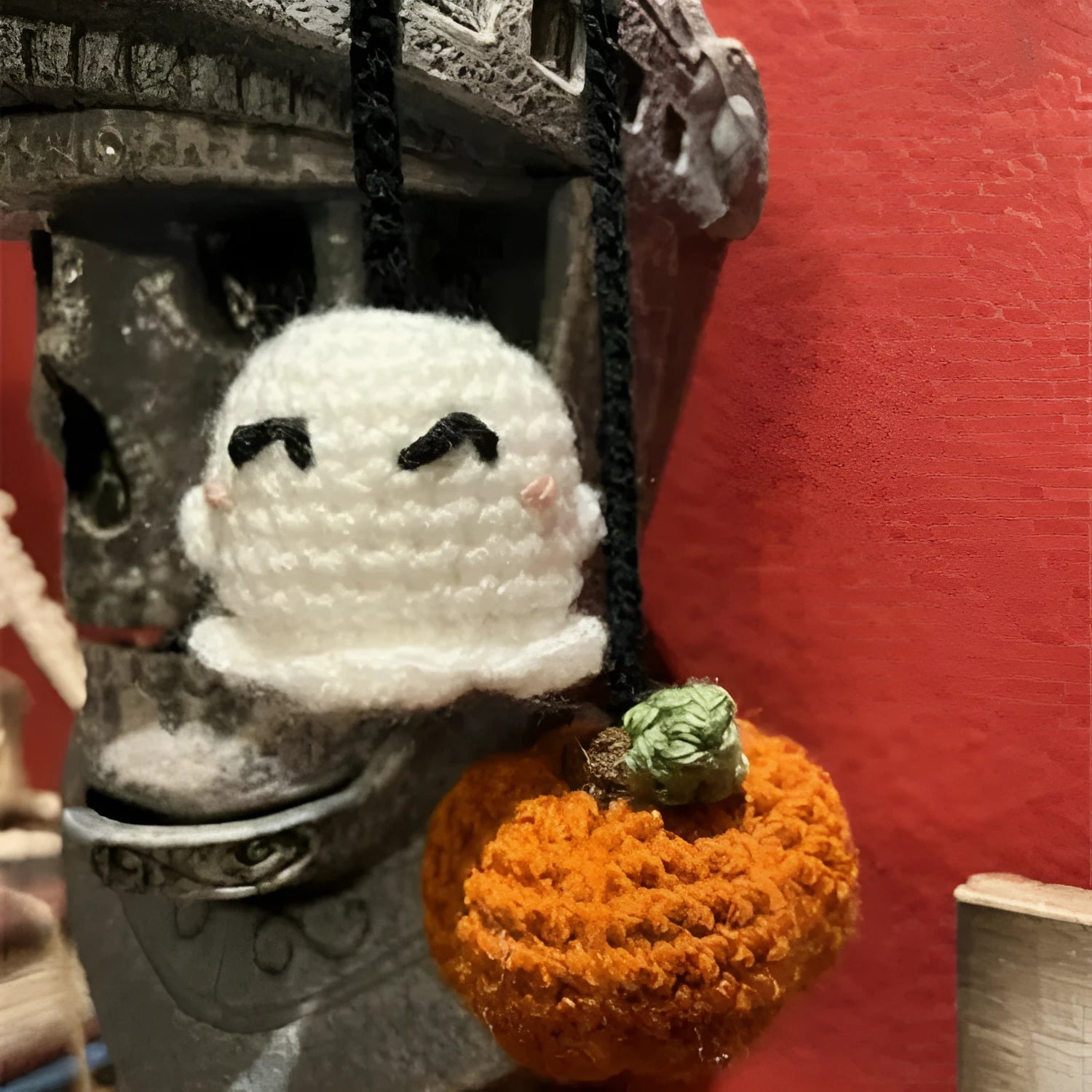 Hand-woven polyester car hanging ornament in cartoon design hanging from rear-view mirror