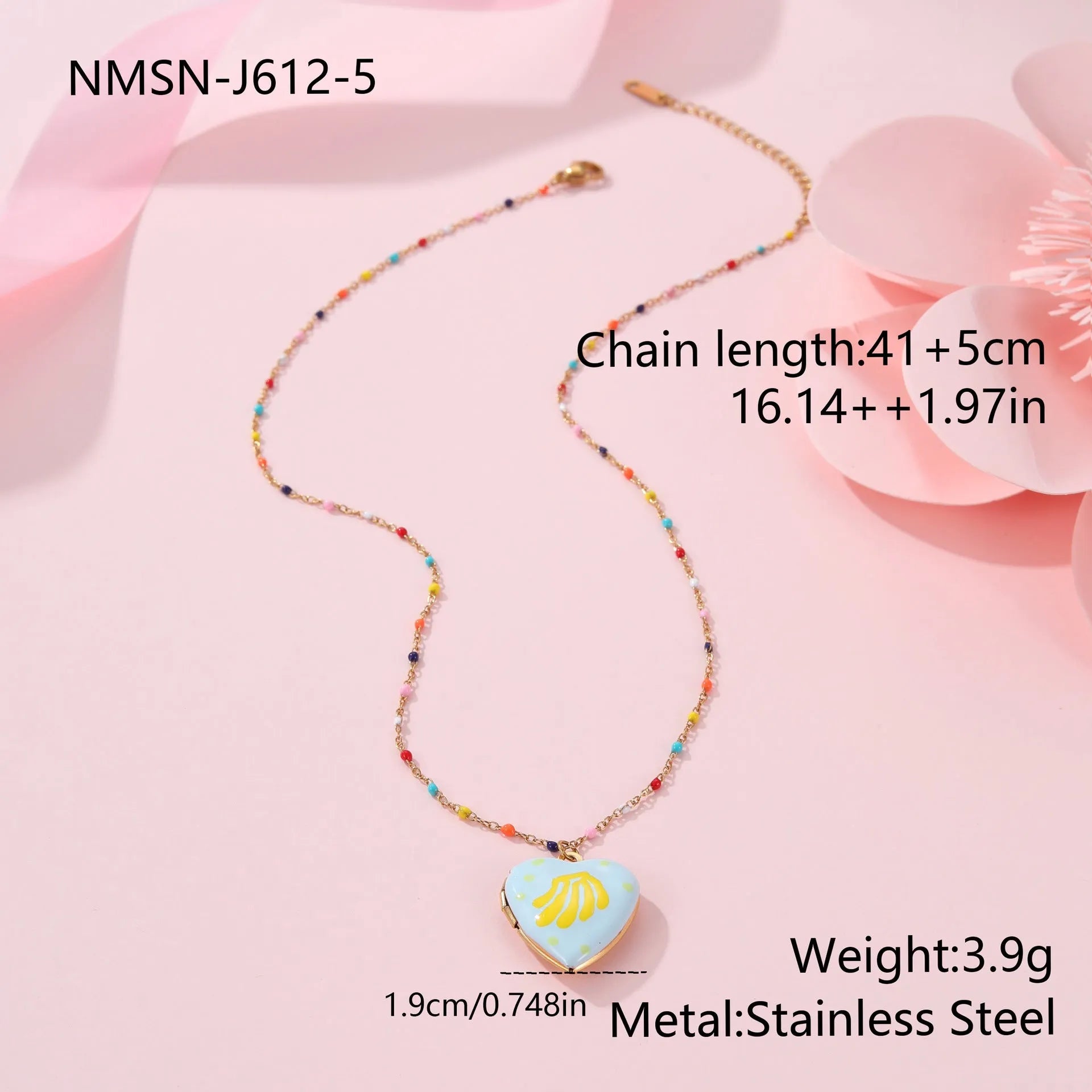 Women's stainless steel necklace with fruit pendant designs in gold plating on adjustable chain