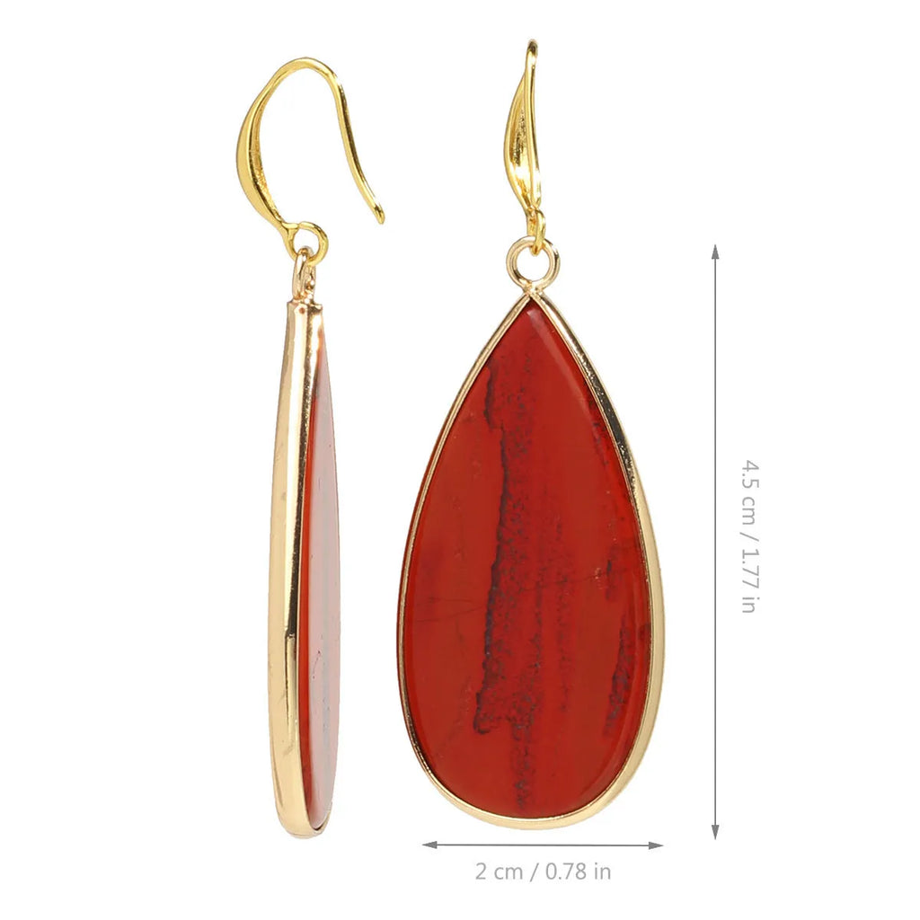 Vintage Tigereye drop-shaped earrings with long water drops design in natural stone