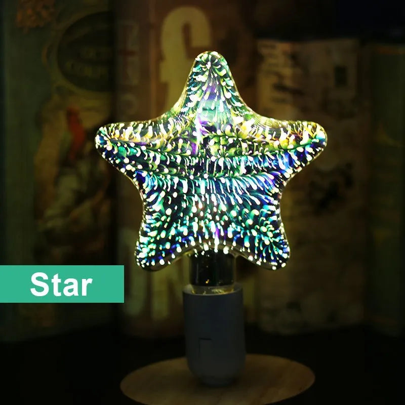 3D Firework LED decoration bulb with E27 base for holiday and novelty lighting