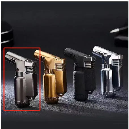 HB805-1 full metal windproof lighter in black, gold, grey, or silver colour.