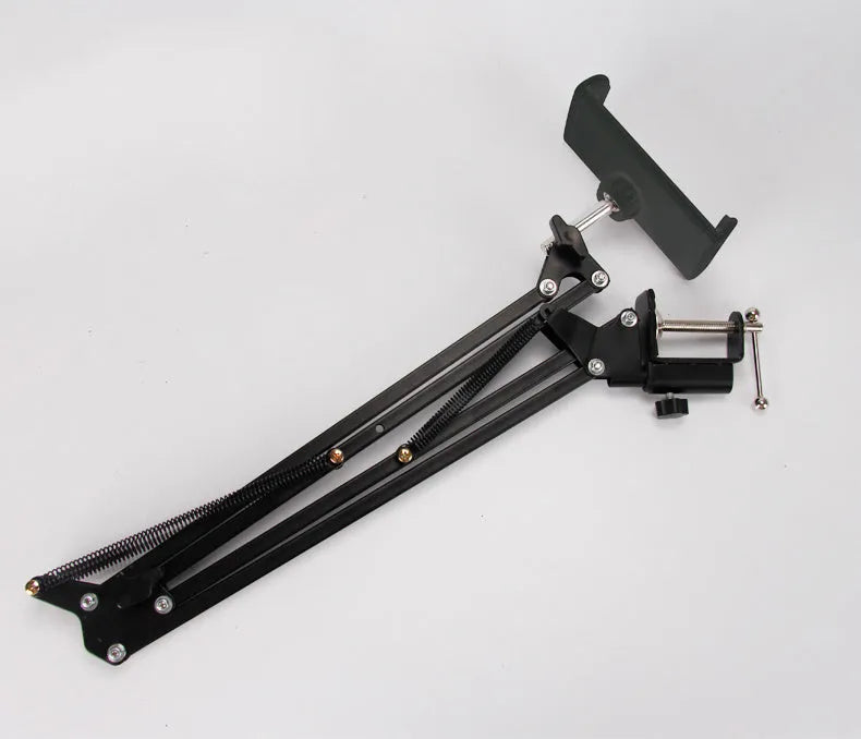Black and white adjustable phone tablet stand showing 10cm size for hands-free device support
