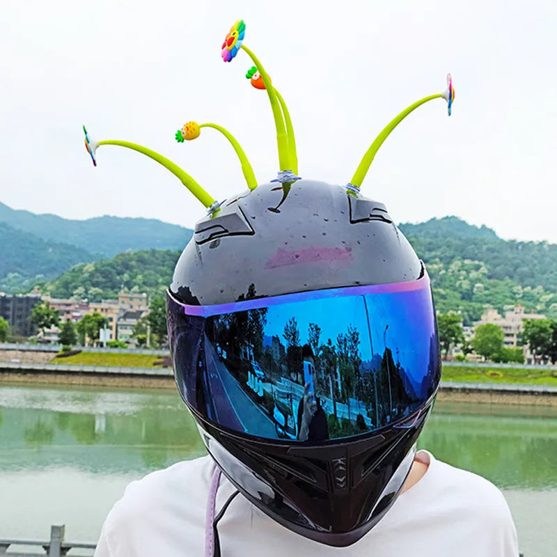 Yellow silicone sunflower helmet decoration with suction cup for motorcycle and bicycle helmets