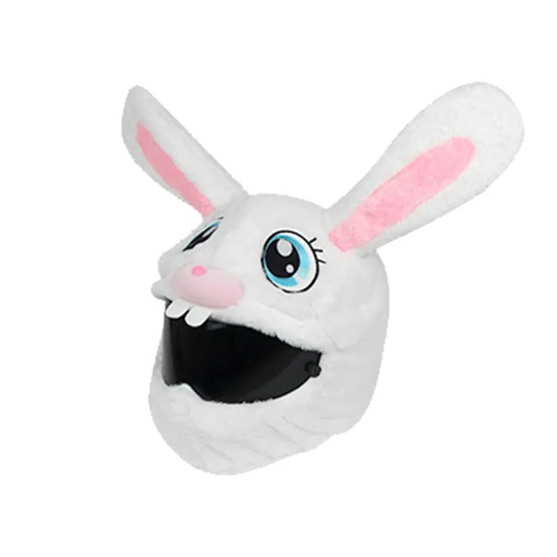 White rabbit head decorative cover for electric motorcycle helmet with long ears
