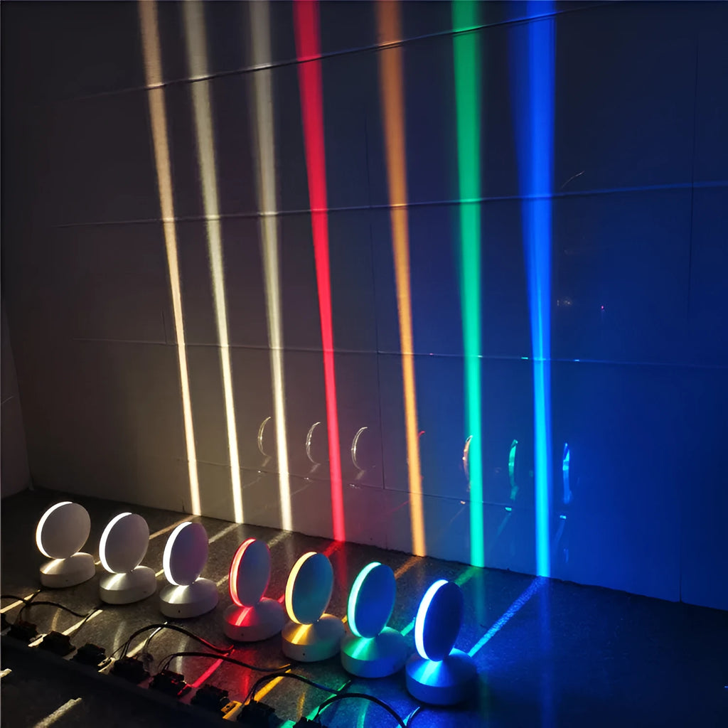 Modern aluminium and glass corridor wall lamp spotlight bar with LED lighting in one of five colour options.