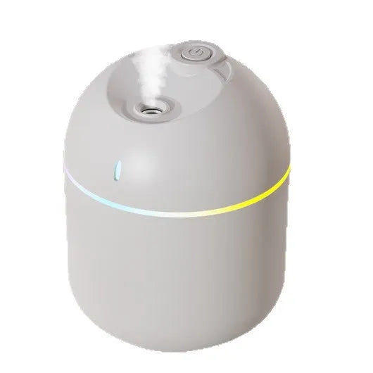 USB desktop humidifier with large spray, mute operation, and colour light in green plastic body
