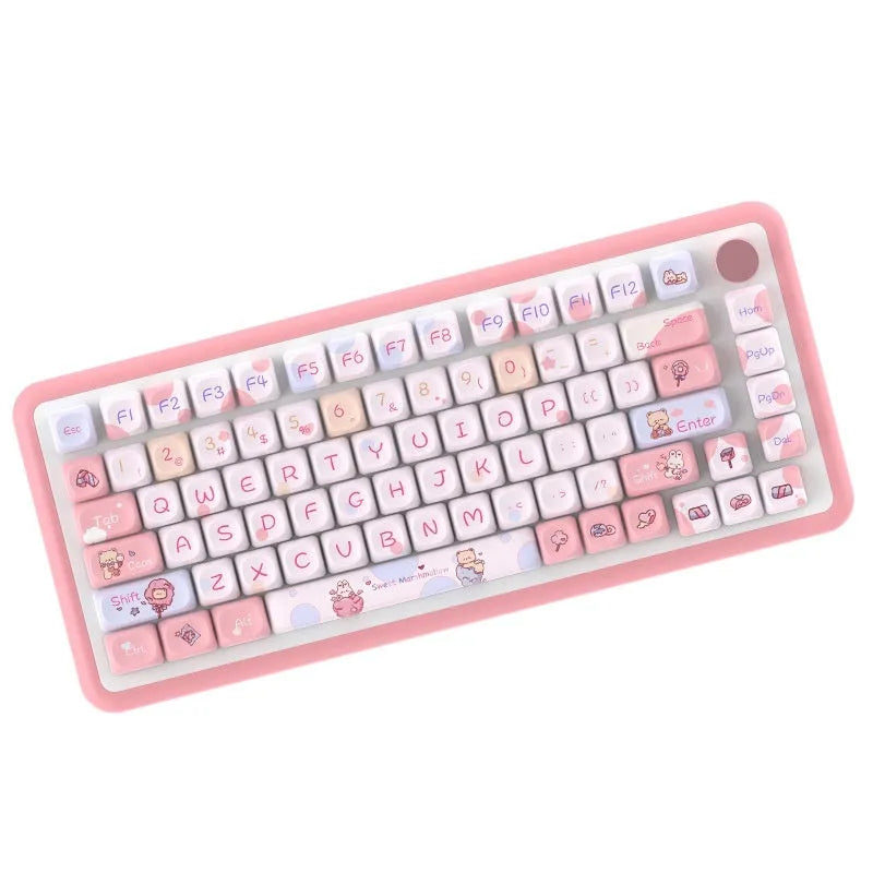 Sweet Cotton Candy colour PBT keycap set for mechanical keyboards showing 112-key and 120-key options