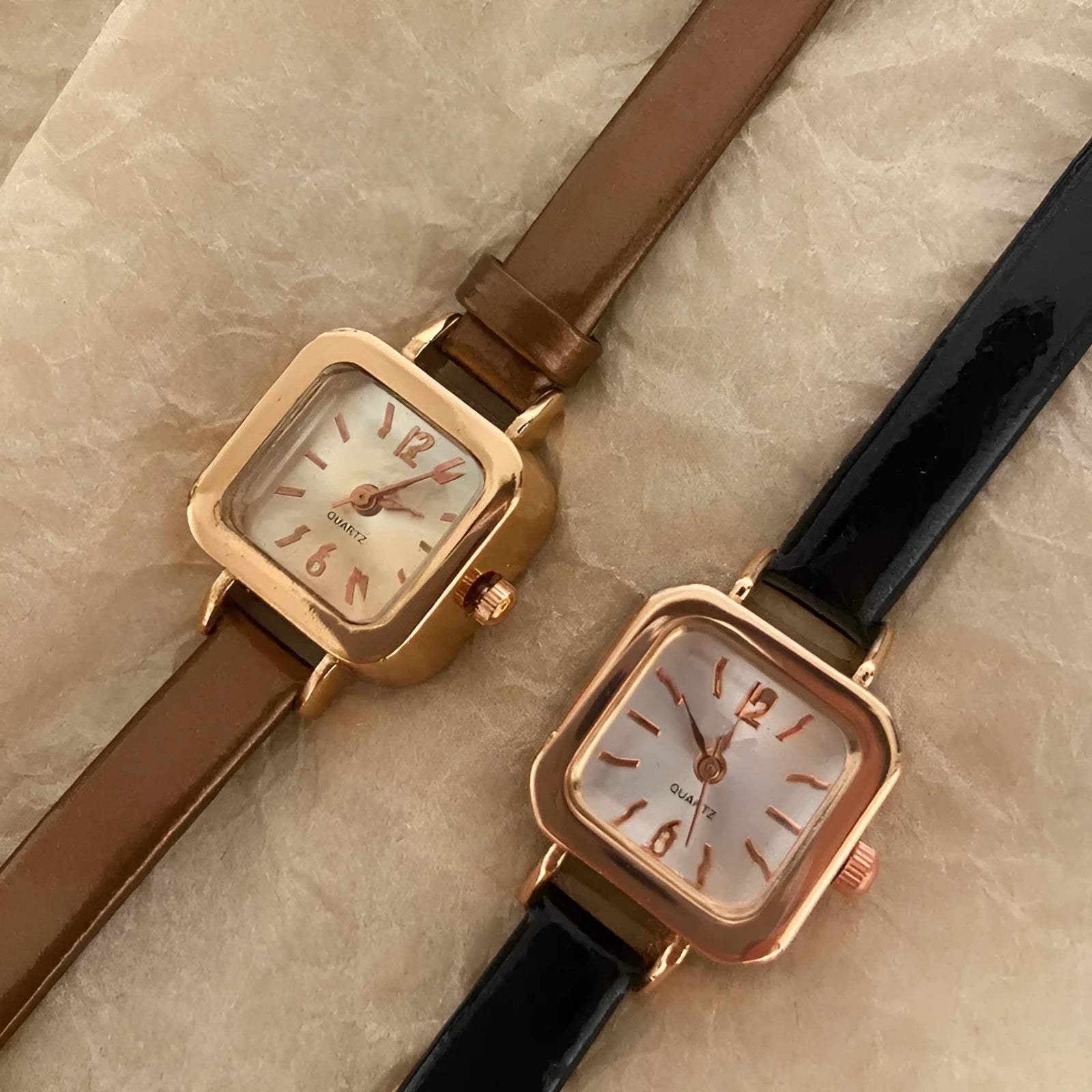 Women's art retro fashion watch with alloy case in black, white, pink, or brown colours