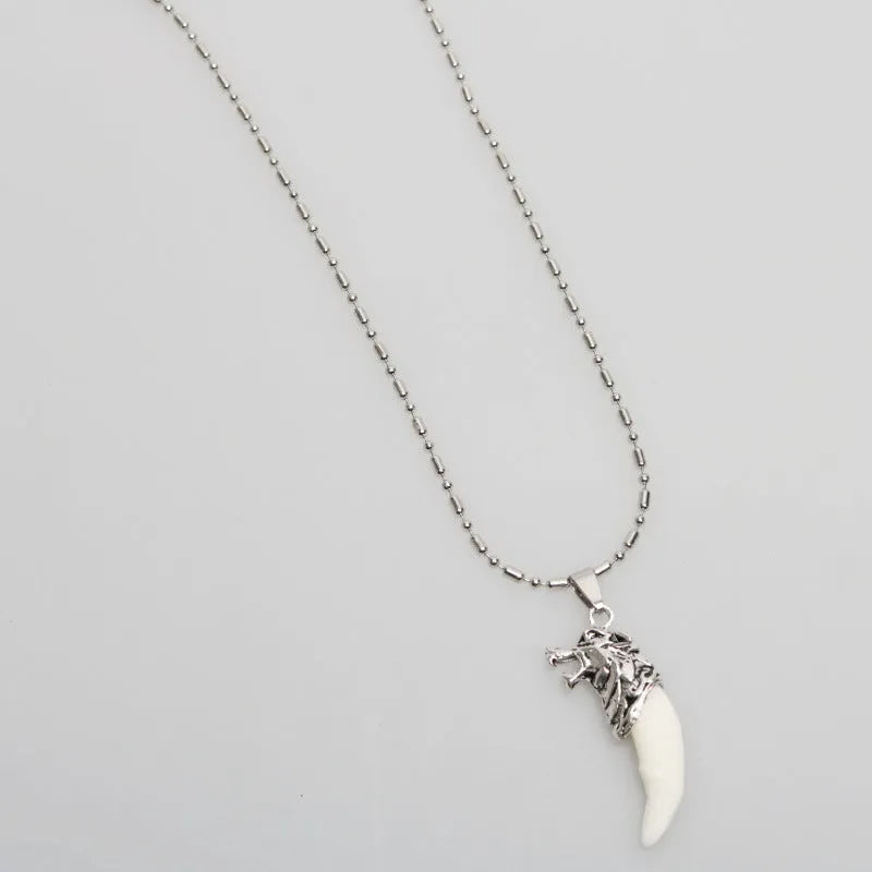 Vintage Korean alloy spike necklace for men in punk gothic chain style, three options available