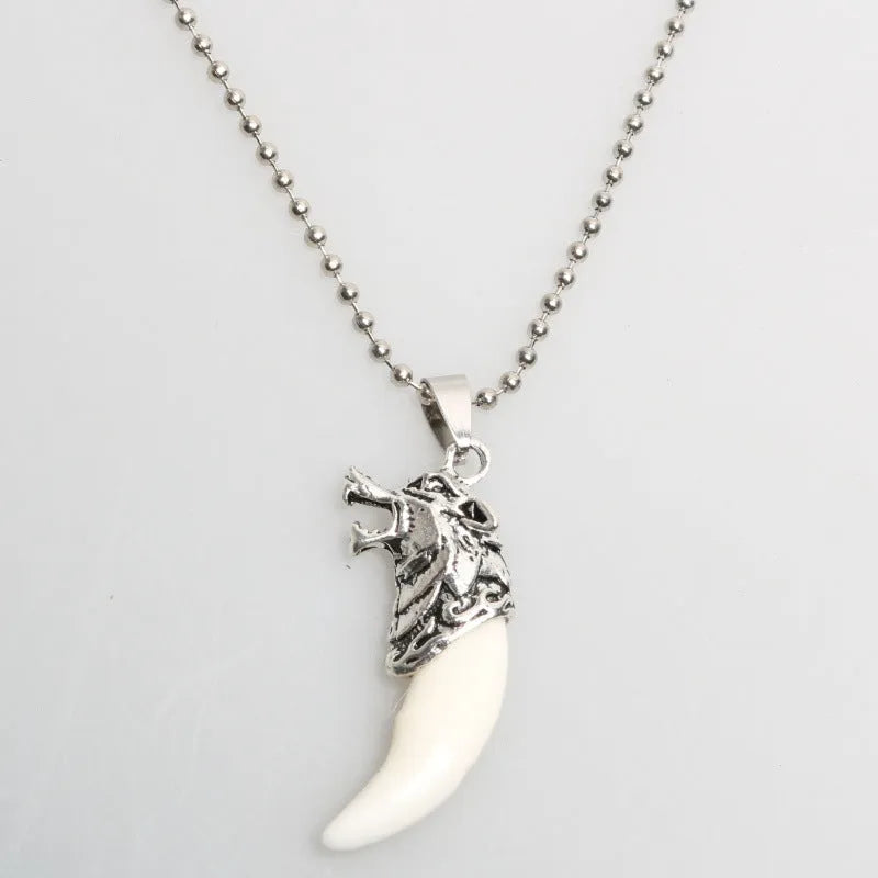 Vintage Korean alloy spike necklace for men in punk gothic chain style, three options available