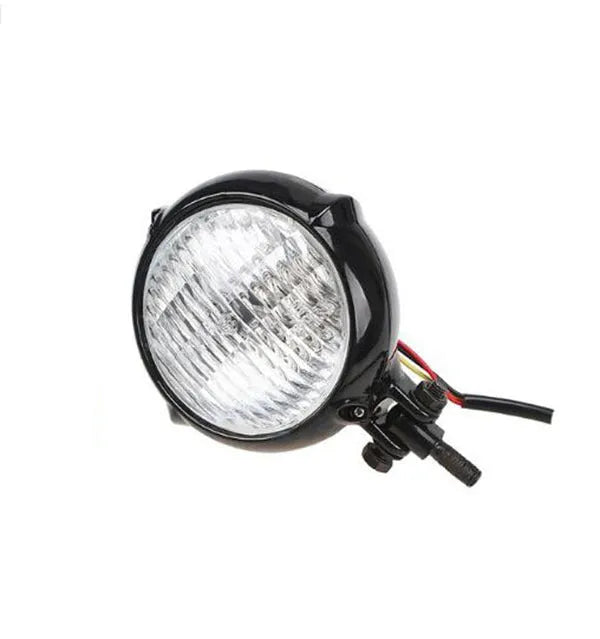 Black electroplated Harley motorcycle halogen headlight unit with 8cm diameter lens