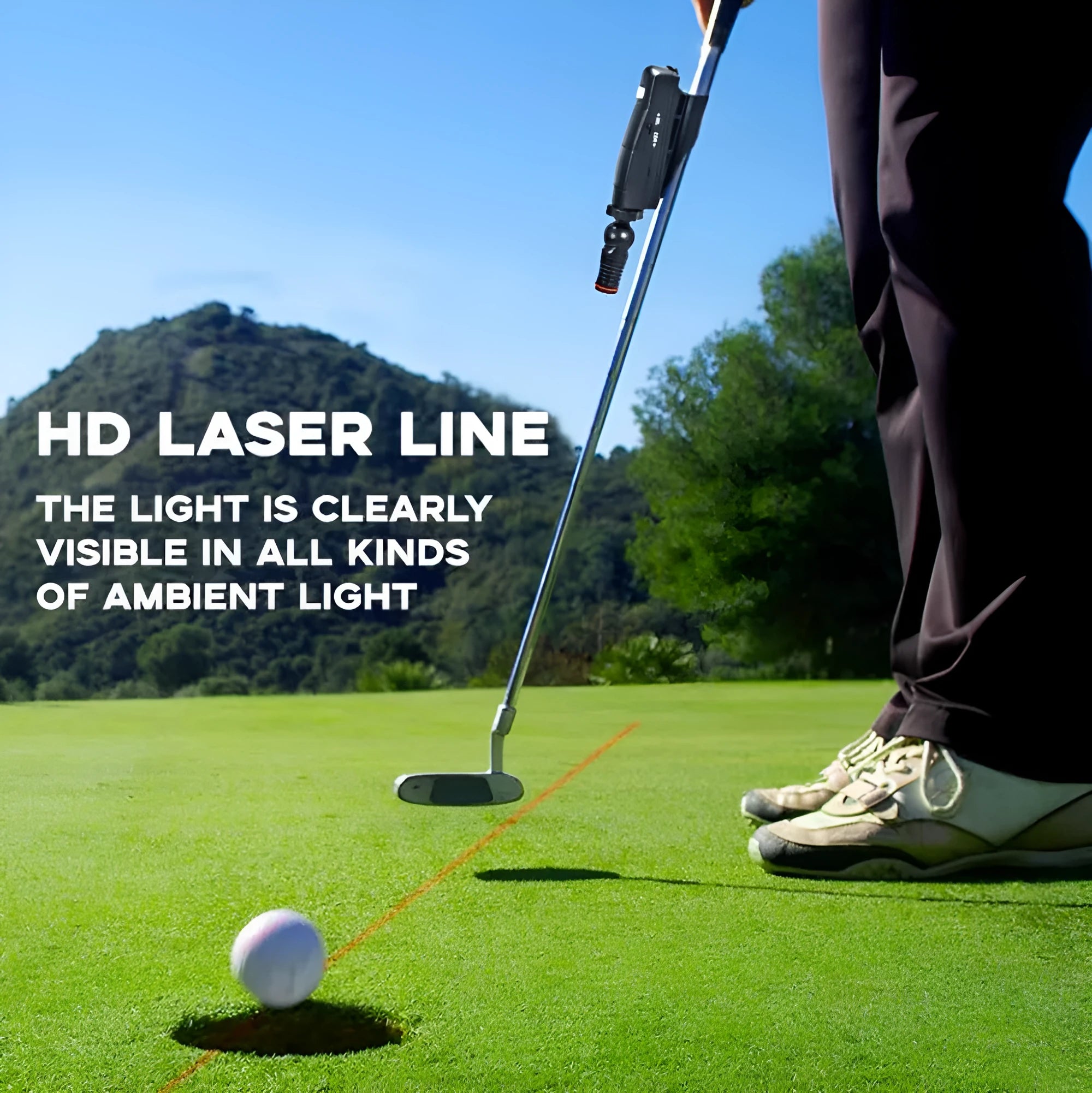 Black golf laser aiming instrument for putting alignment training with clip attachment