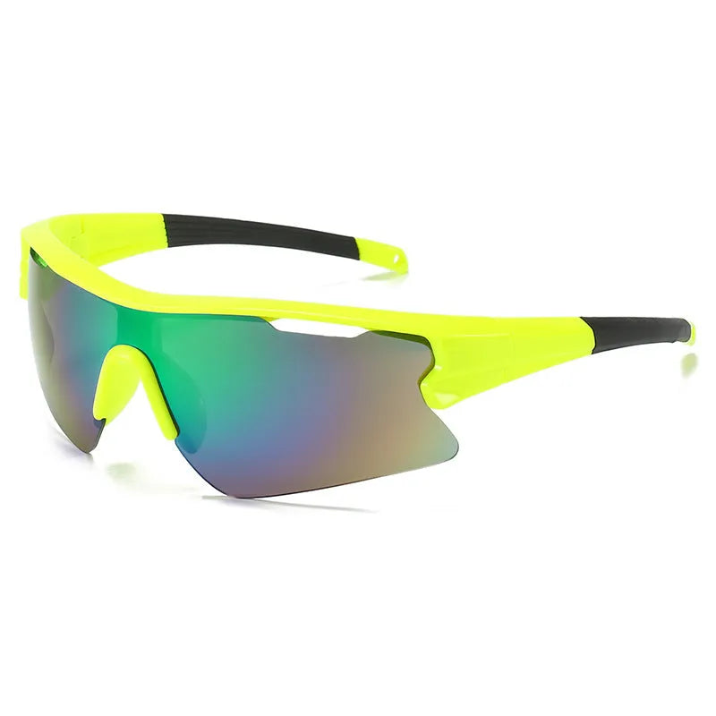 Windproof sports sunglasses with interchangeable lenses shown in black frame and grey lens option.
