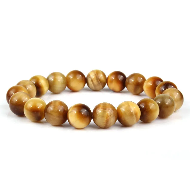 Natural tigereye crystal bead bracelet with round beads in a choice of colours and sizes.