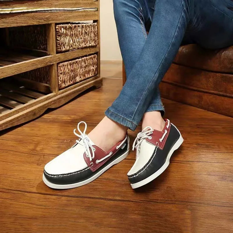 Men's black casual Oxford-style shoes with artificial PU leather upper and flat heel on a white background.