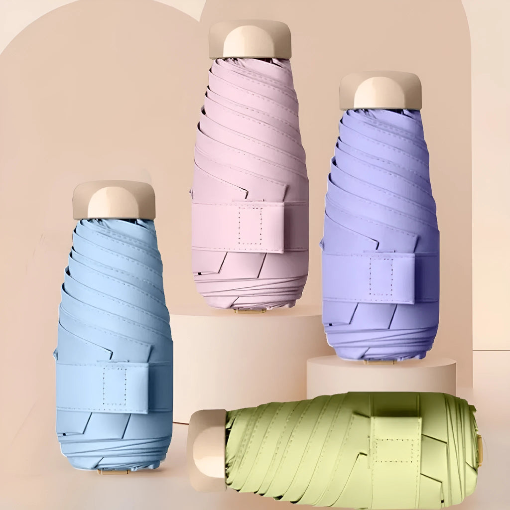 Five-fold gradient vinyl umbrella with alloy frame in eight colour options
