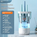 White rechargeable electric makeup brush cleaner with plastic construction and charging cable