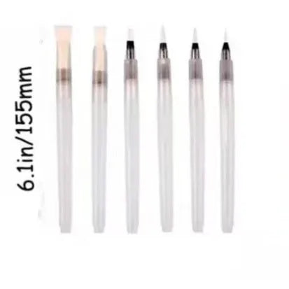 Wood pulp paper set showing square, heart, and round sheets with six fountain pens for art