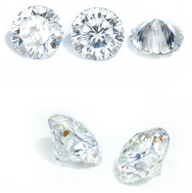 Round moissanite gem stone showing eight hearts and eight arrows cut pattern