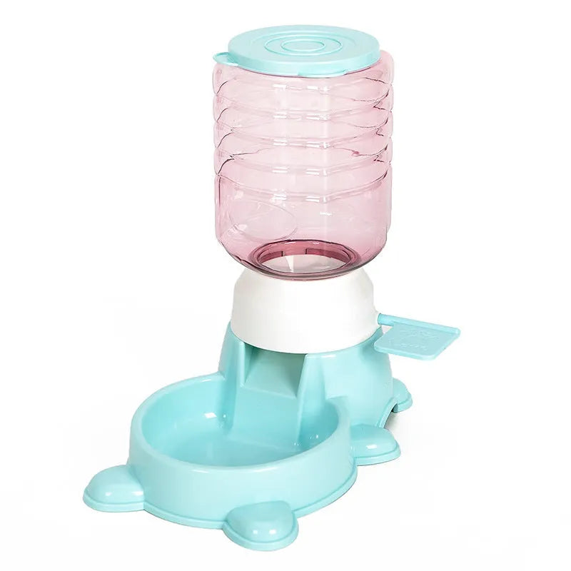 Automatic dog food machine 1.8L pet puzzle feeding device in apricot colour with drinking fountain style