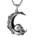 Men's silver stainless steel necklace with alloy skull pendant and matching chain