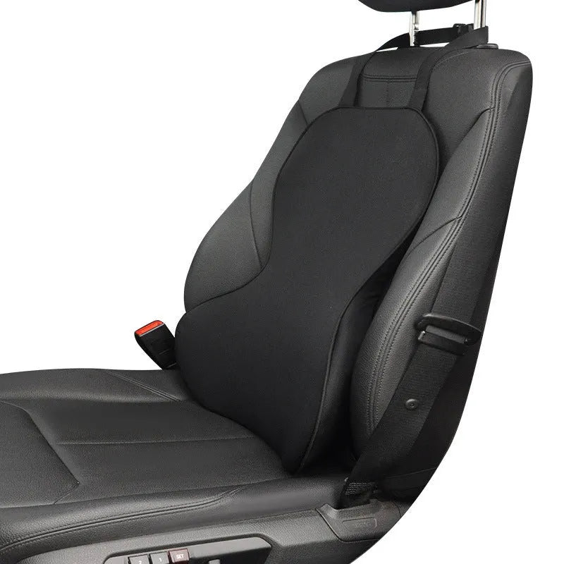 Memory cotton car lumbar support cushion in neutral colours on car seat