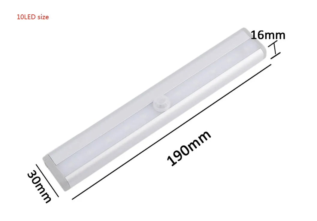 Magnetic USB rechargeable LED closet light with motion sensor in aluminium housing