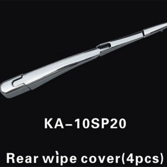 Set of four silvery ABS plastic rear window wiper cover trims for a 2010 Hyundai.