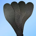 Black 3K carbon fibre running insoles showing full palm design for shock absorption