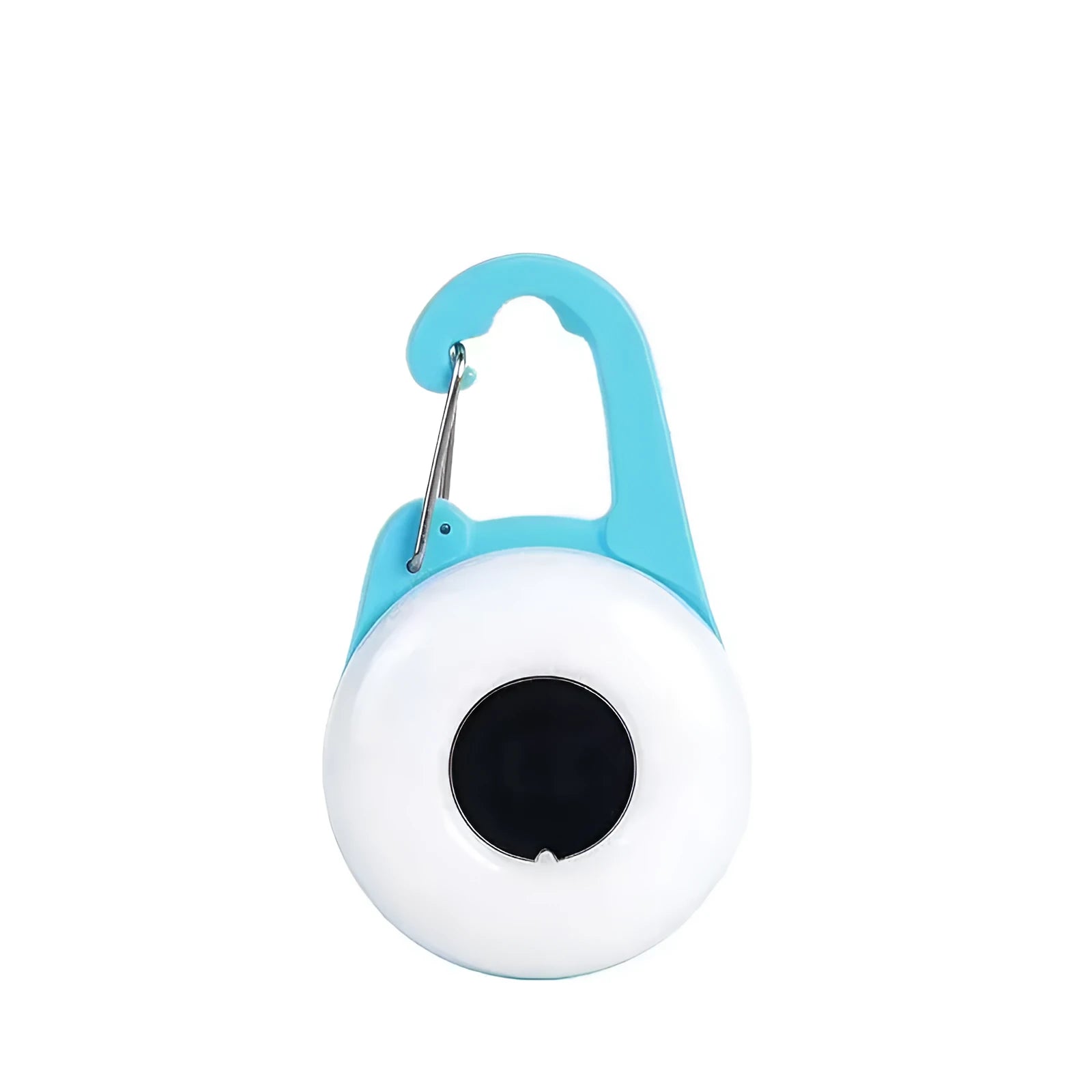 Blue rechargeable dog collar LED light with silicone strap showing four light modes