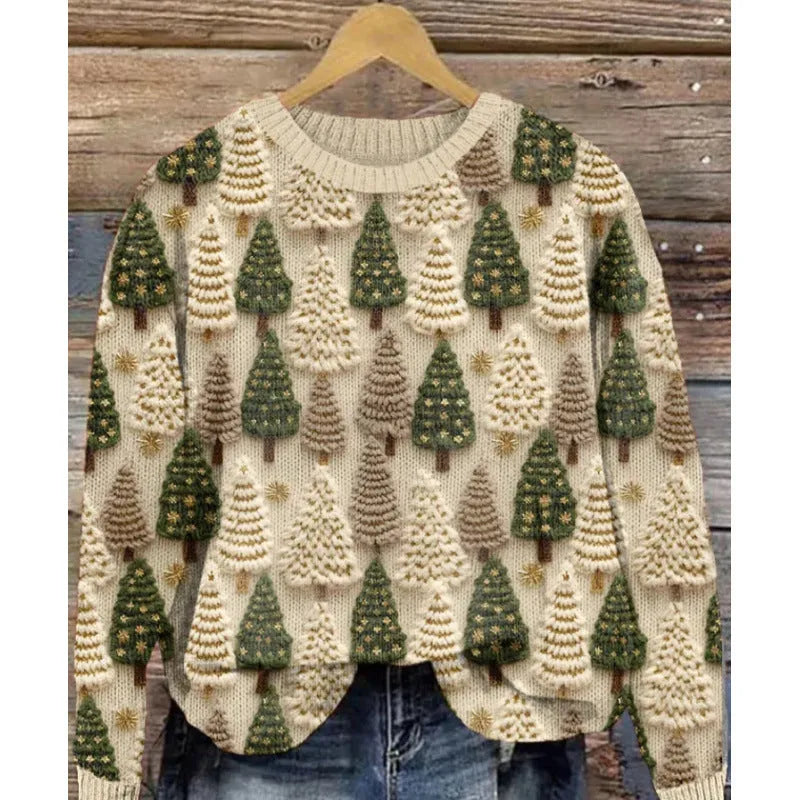 Little Flower digital printed round neck sweater in a floral pattern on a polyester fabric.