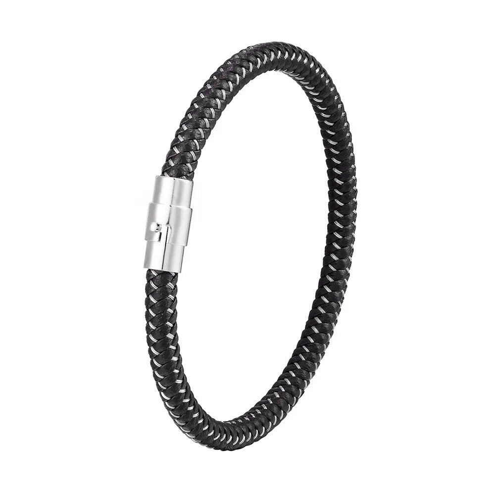 Geometric titanium steel wire bracelet with magnetic clasp in multiple colour options