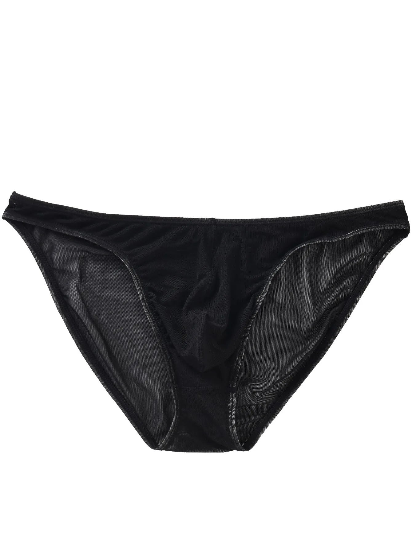 Men's black nylon triangle briefs with low waist design and quick-drying features