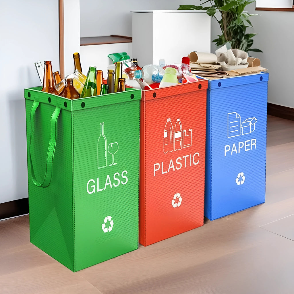 40L waterproof waste sorting bin in blue colour with clean bag style design