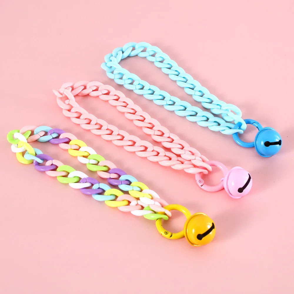 Adjustable plastic pet collar in macaron candy colours of blue, pink and mixed for cats and small dogs.