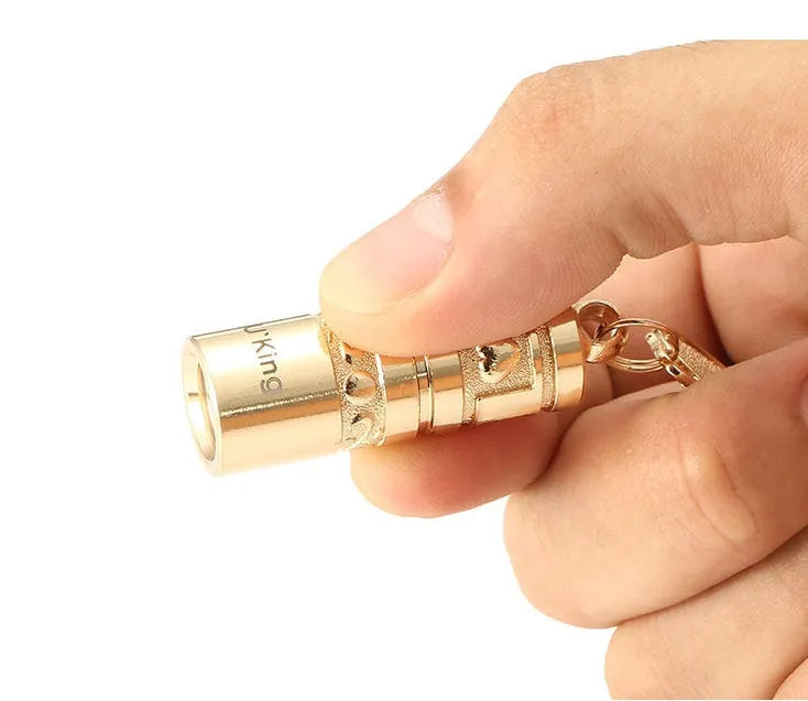 Gold waterproof zinc alloy LED flashlight keychain for emergency outdoor lighting